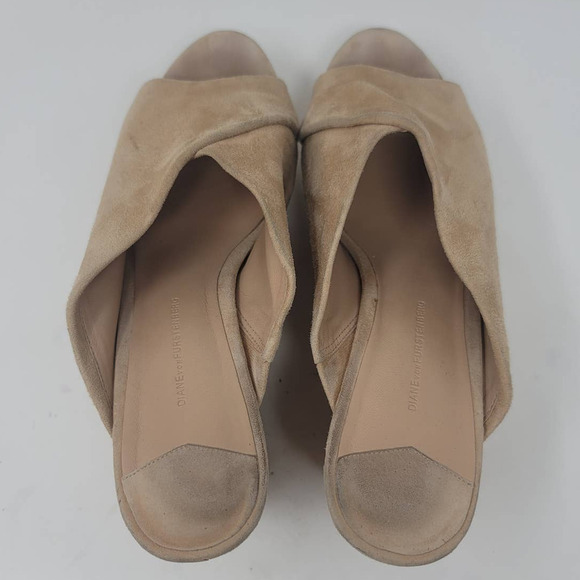 Diane Von Furstenberg Platform Wedge Slide Sandals Women's Size 9 M Tan Suede - Picture 6 of 8